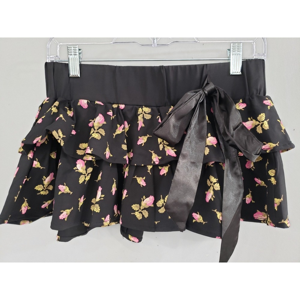SIZE SMALL Betsey Johnson Dolls Kill Floral Mini Skirt Bow Lolita Whimsigoth
